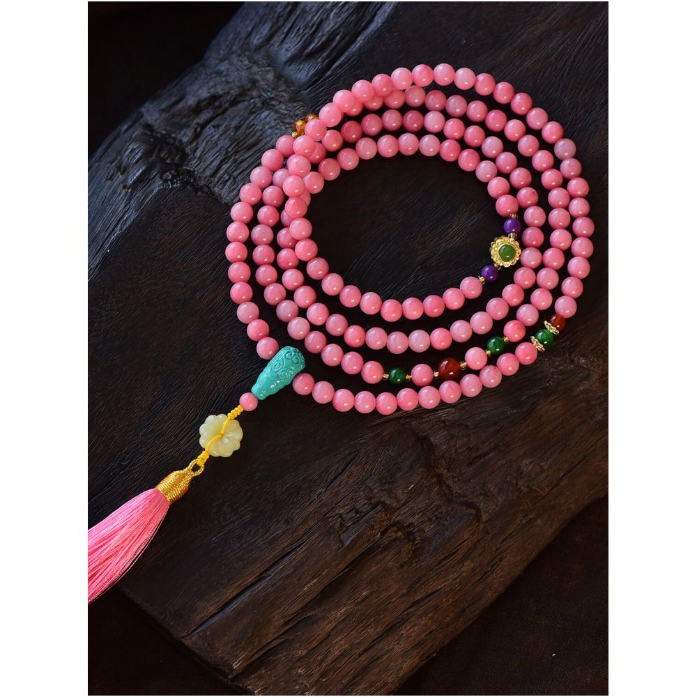 Long Chinese style crossbody chain bead back chain bead ethnic style multi circle 108 pieces bracelet hanging chain multi purpose image 4
