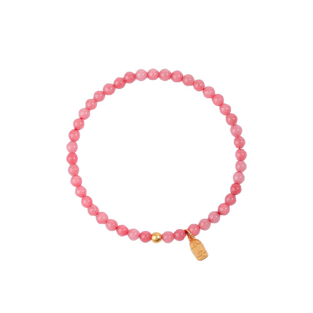 Ice seed red patterned stone bracelet 4mm single circle peach blossom crystal agate bracelet accessory for women s best friend gift Wang Fu image 4