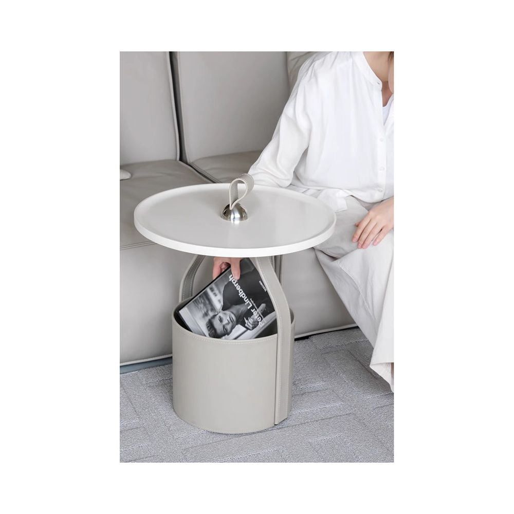 Ruona limited glacier ash HERM S Creative Art Handmade Saddle Leather Sofa Edge Light Luxury Handheld Tea Table image 5