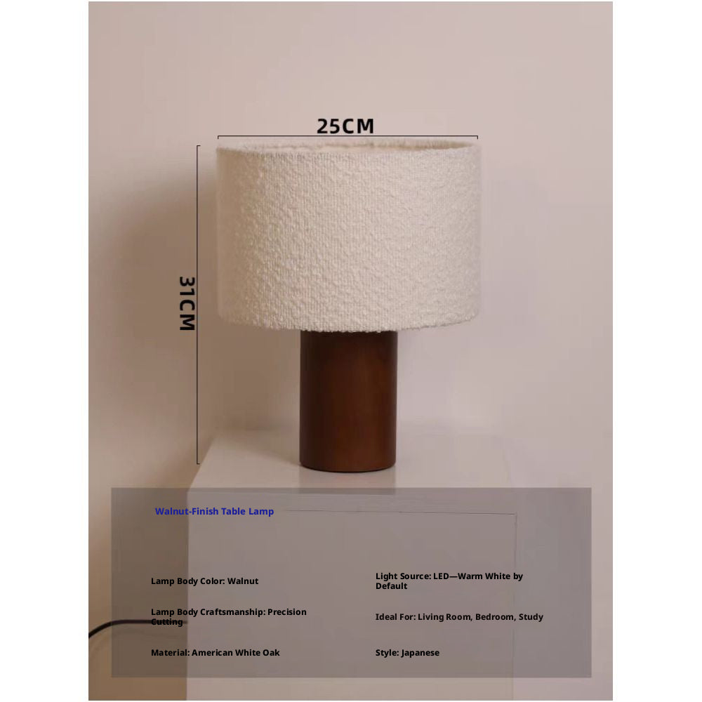 Natural Wood Table Lamp - Minimalist Bedside Lighting