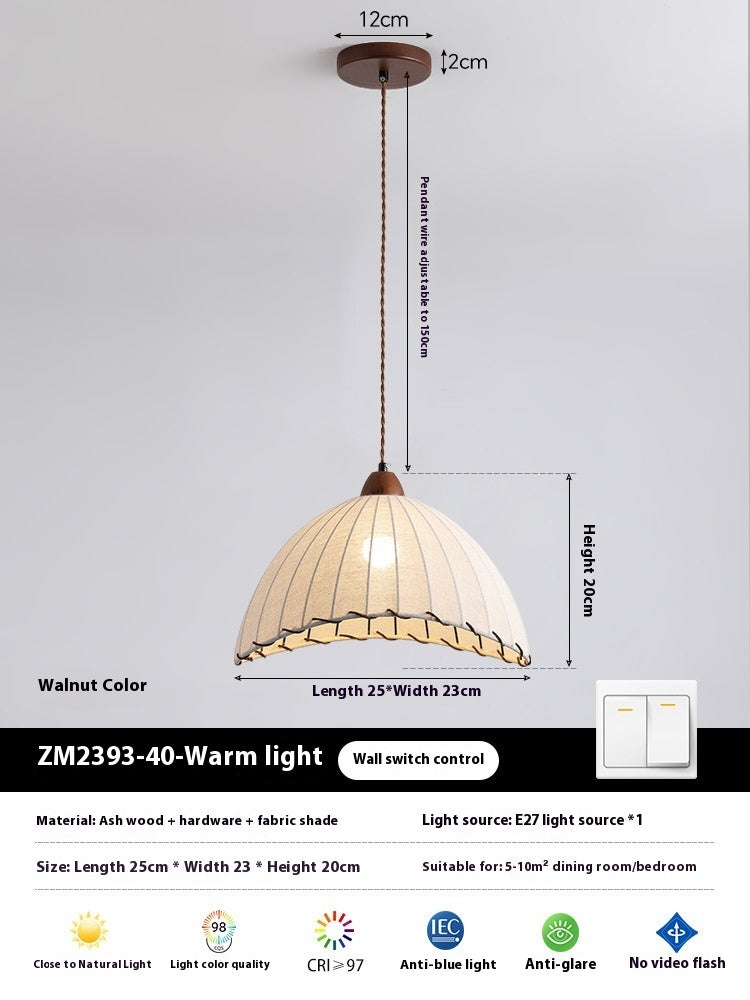 Fabric Shade Chandelier - Retro Iron Pendant Light for Dining & Bedroom