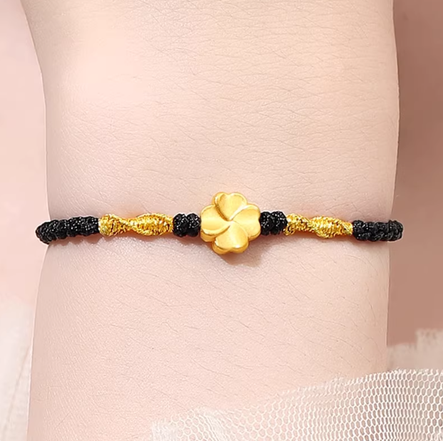 24K Gold Four-Leaf Clover Bracelet - Lucky Charm Jewelry