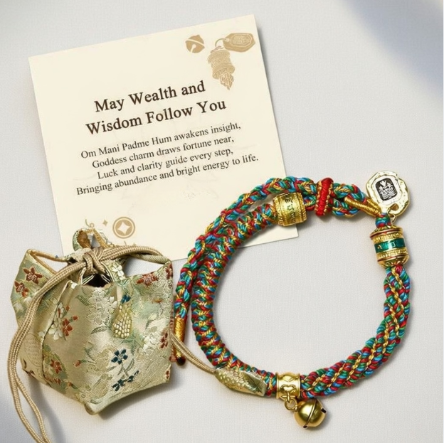 Om Mani Padme Hum Wealth Bracelet - Zakiram Goddess Charm with Gift Card