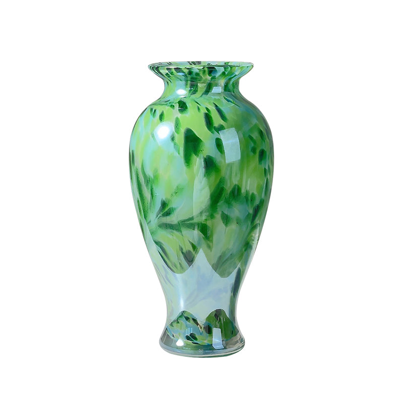 Retro Handmade Green Glass Vase - Emerald Peacock Green Home Decor