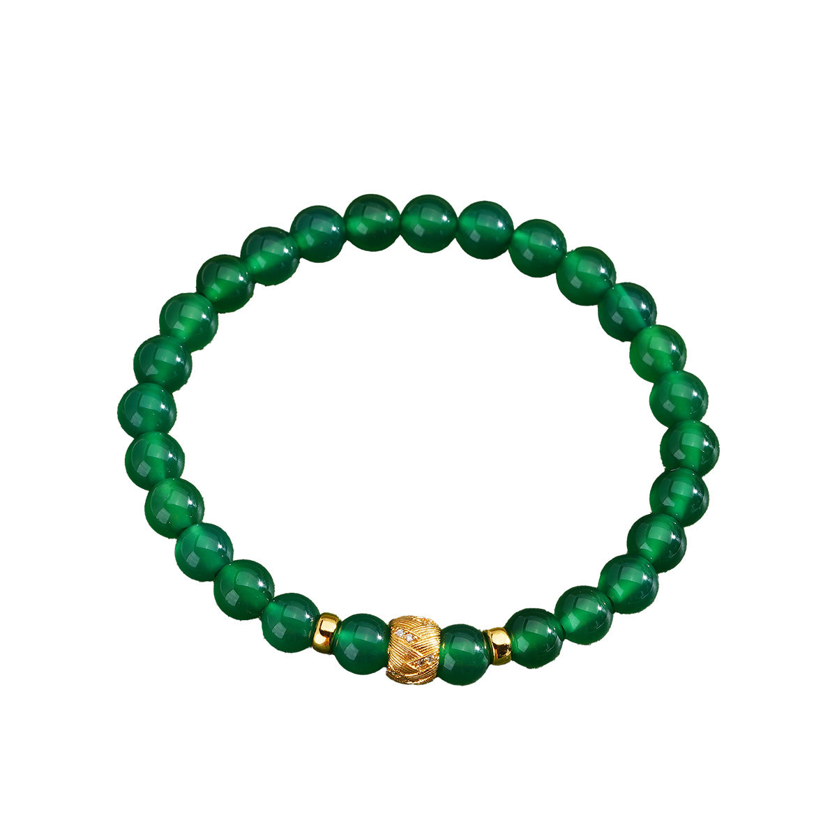 Natural Green Agate Bracelet Female S925 Sterling Silver Retro Simple