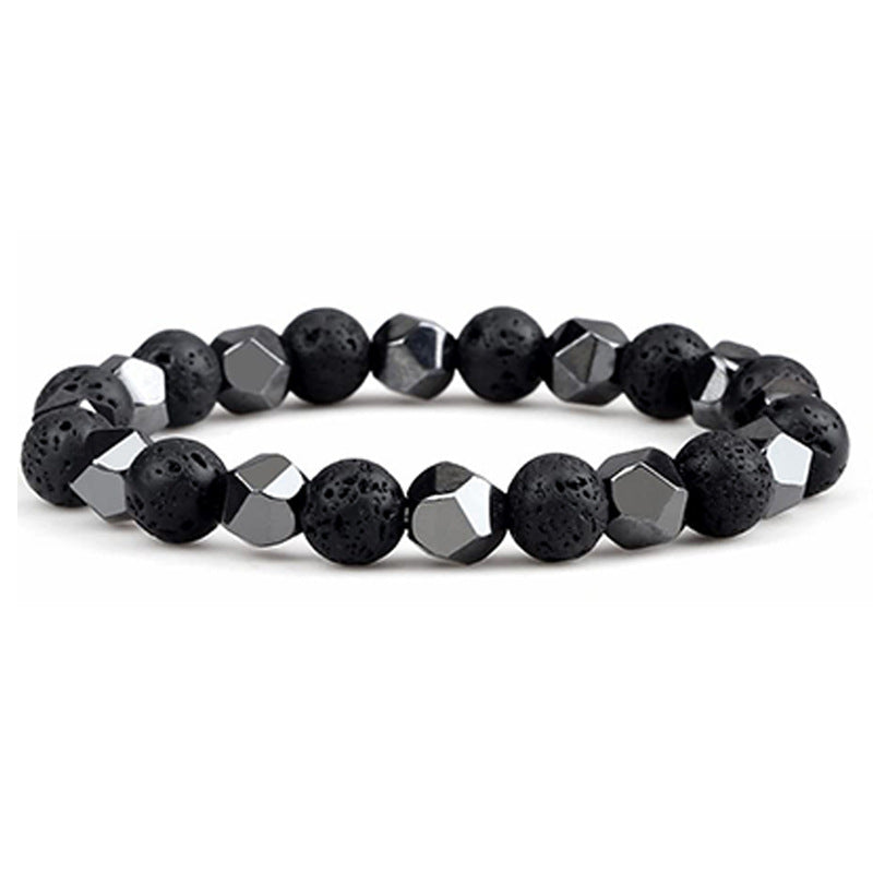 Hematite Tiger Eye Bracelet - Natural Stone Woven Beaded Jewelry