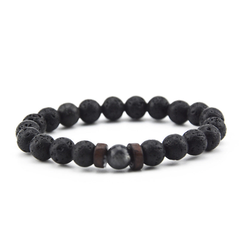 Volcanic Rock Wooden Beads Bracelet Stone Bracelet