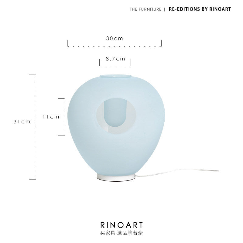 Frosted Blue Glass Table Lamp Vase 2-in-1 | Soft Warm Night Light Home Decor