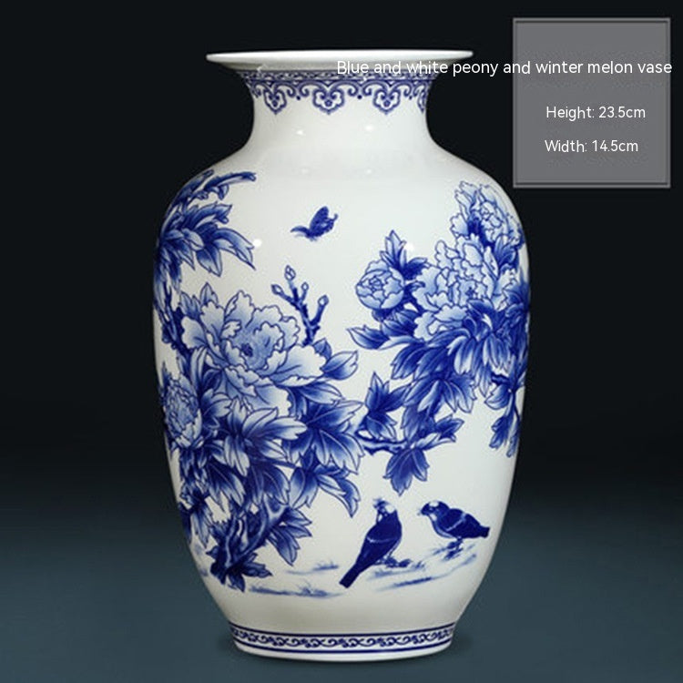 Blue and White Porcelain Vase - Chinese Ceramic Flower Vase for Home Decor