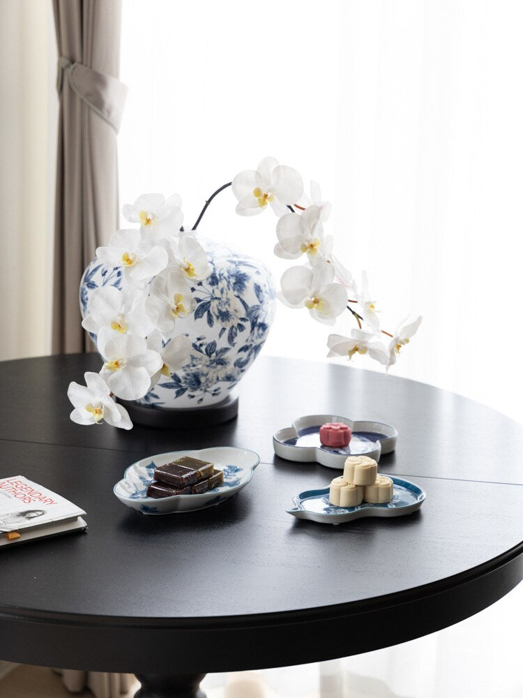 Blue And White Peony Porcelain Rechargeable Dimmable Table Lamp Chinoiserie Decor