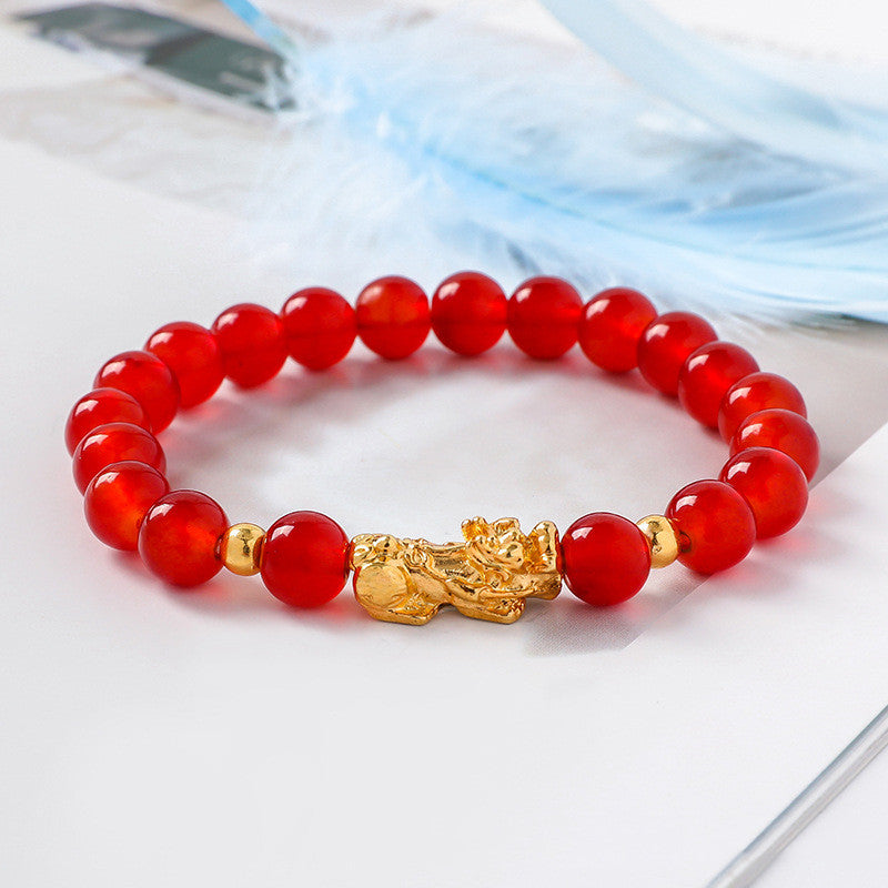 Pixiu Glass Bead Bracelet - Colorful Lucky Charm Feng Shui Jewelry