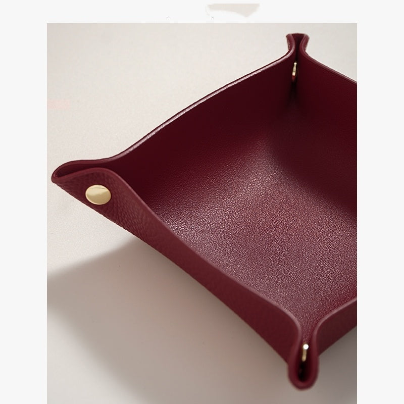 Woven Leather Catchall Tray - Nordic Style Jewelry & Key Organizer
