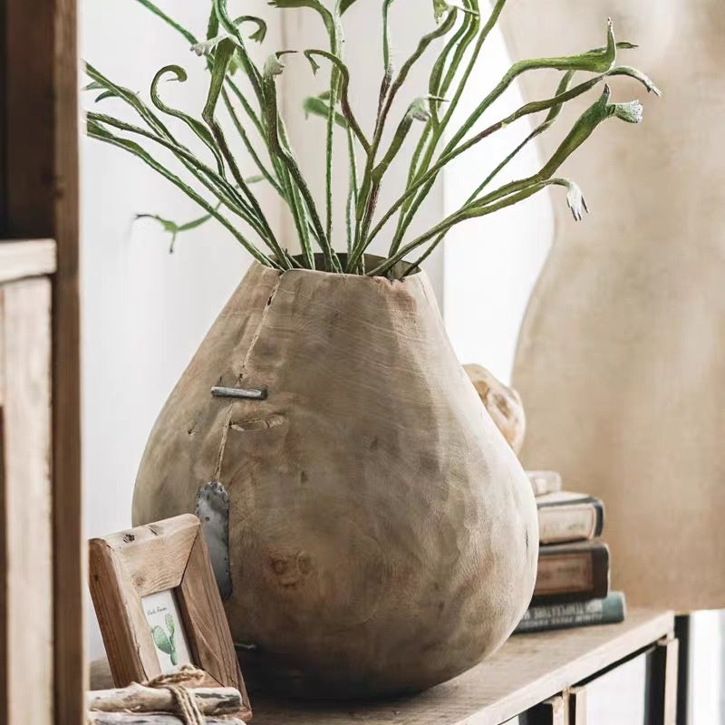 Living Room Floor Stand Decoration Solid Wood Flower Ware
