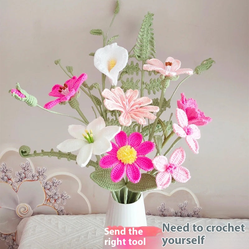 Hand-Woven DIY Wool Bouquet Kit - Crochet Flower Craft Material Package