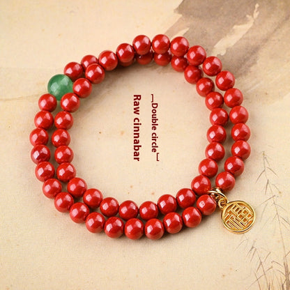 Cinnabar Raw Ore Transfer Beads Bracelet For Women