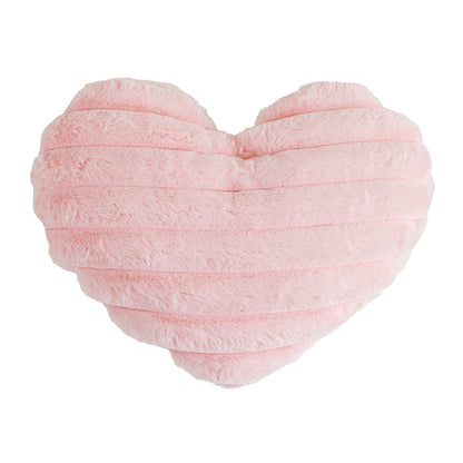 Heart-Shaped Throw Pillow - Pink Striped Decorative Cushion