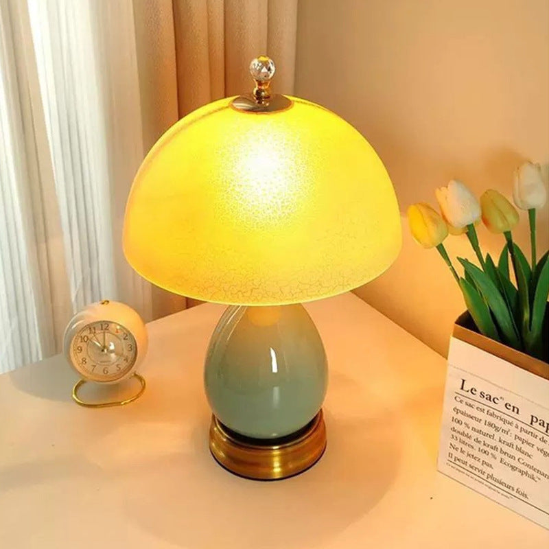 Ice Crackle Ceramic Table Lamp - Modern Minimalist Bedside Light