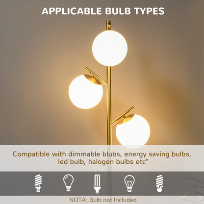 Modern 3-Light Tree Floor Lamp - Gold Globe Shade Standing Lamp