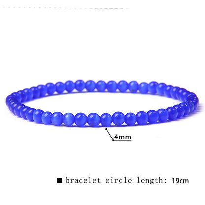 Elastic Beaded 4mm Natural Stone Beads Bracelet