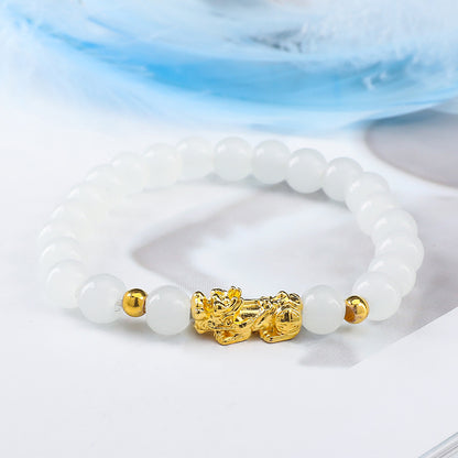 Pixiu Glass Bead Bracelet - Colorful Lucky Charm Feng Shui Jewelry