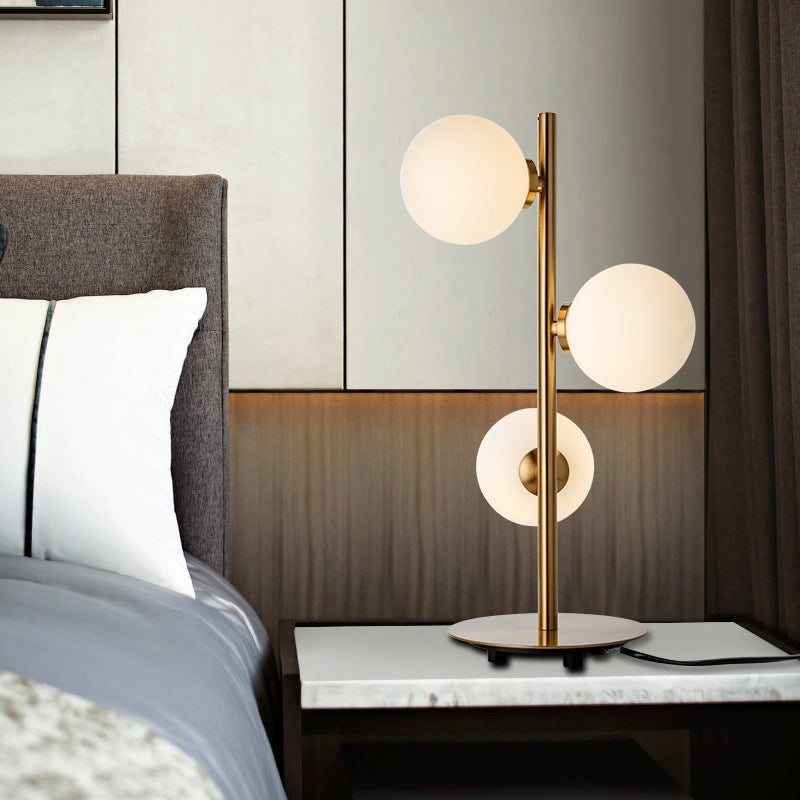 Modern Round Ball Copper Table Lamp - Creative Bedside Light