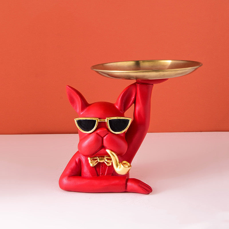 Bulldog Resin Catchall Tray - Decorative Storage for Keys & Jewelry