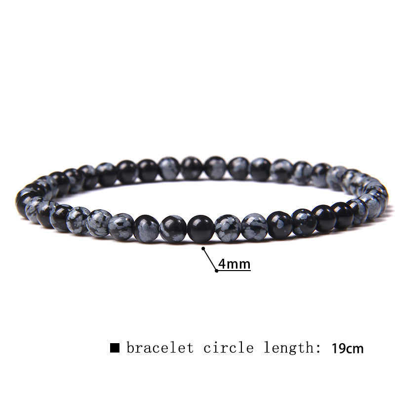 Elastic Beaded 4mm Natural Stone Beads Bracelet