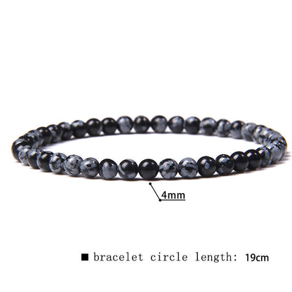 Elastic Beaded 4mm Natural Stone Beads Bracelet