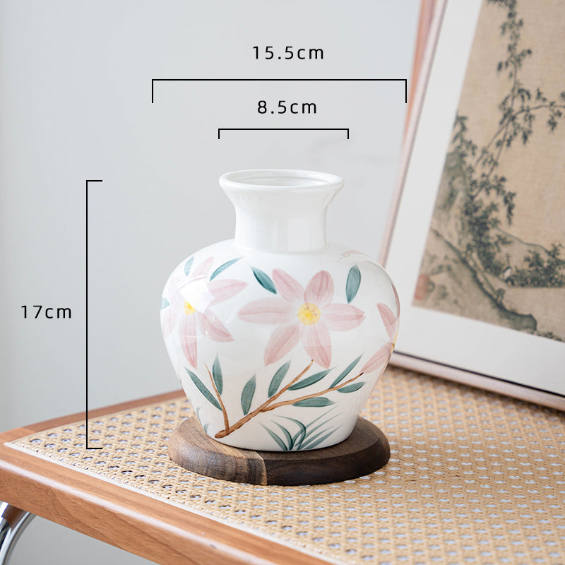Hand-Painted Sunflower Ceramic Vase - Simple Table Vase for Home Decor