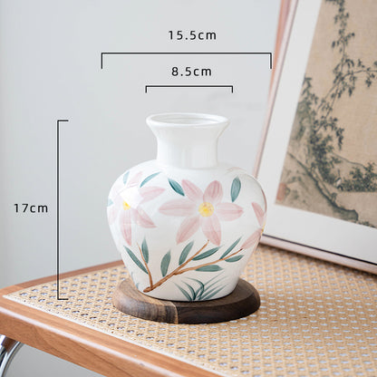 Hand-Painted Sunflower Ceramic Vase - Simple Table Vase for Home Decor