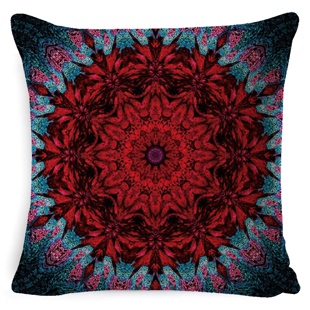Bohemian Mandala Pillow Cover - Decorative Linen Cushion Cover 45x45cm