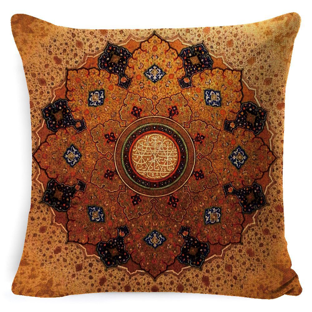 Bohemian Mandala Pillow Cover - Decorative Linen Cushion Cover 45x45cm