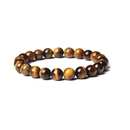 8mm Natural Gemstone Bracelet - Tiger Eye Stone & White Turquoise