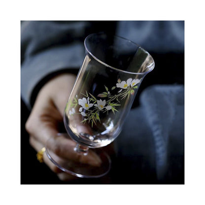 Spring Return Stickers Crystal Glass Green Tea Cup Tasting High Foot Tea Cup Fruit Cold Drink Tea Cup 200ml Cup image 1