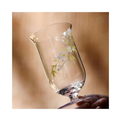 Spring Return Stickers Crystal Glass Green Tea Cup Tasting High Foot Tea Cup Fruit Cold Drink Tea Cup 200ml Cup image 2