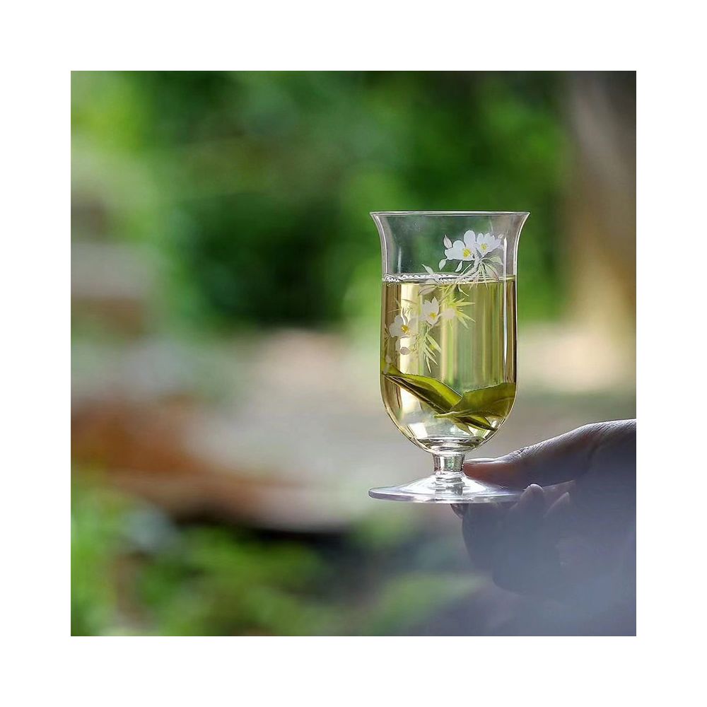 Spring Return Stickers Crystal Glass Green Tea Cup Tasting High Foot Tea Cup Fruit Cold Drink Tea Cup 200ml Cup image 4