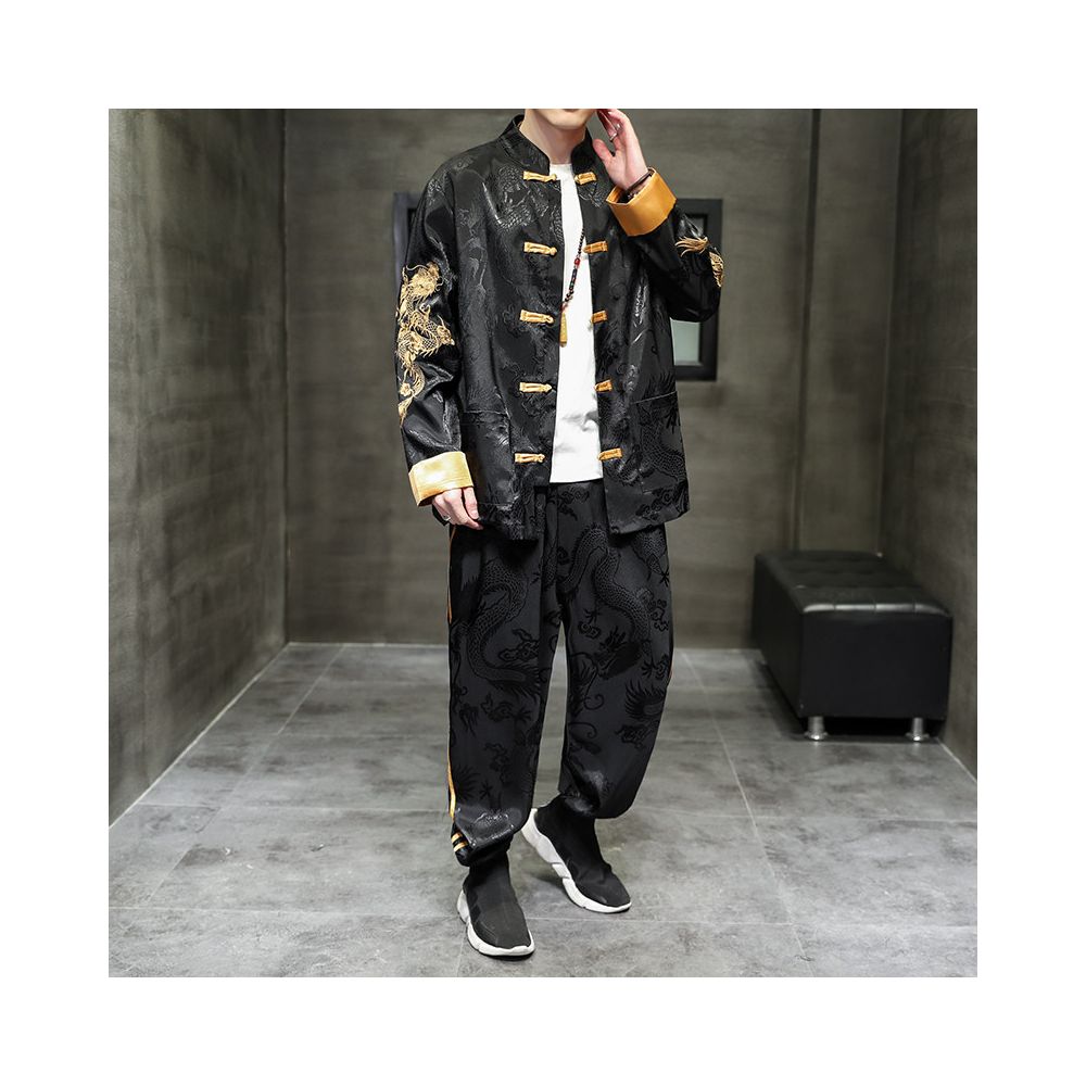 Chinese dragon pattern embroidery Tang costume men s clothing Chinese style buckle Chinese style jacket 2025 spring new Tang costume image 2