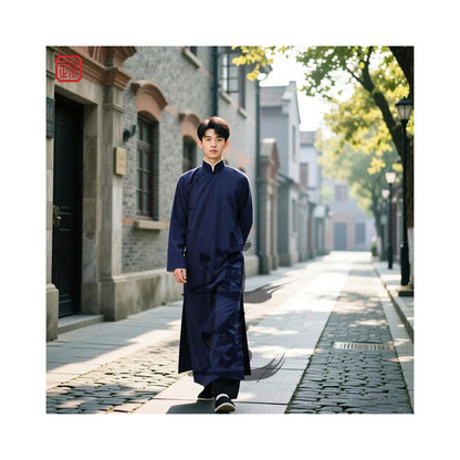 Men's Traditional Chinese Long Robe - Mandarin Jacket Performance Costume