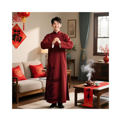 Men's Traditional Chinese Long Robe - Mandarin Jacket Performance Costume