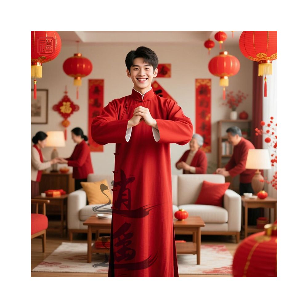 Men's Traditional Chinese Long Robe - Mandarin Jacket Performance Costume