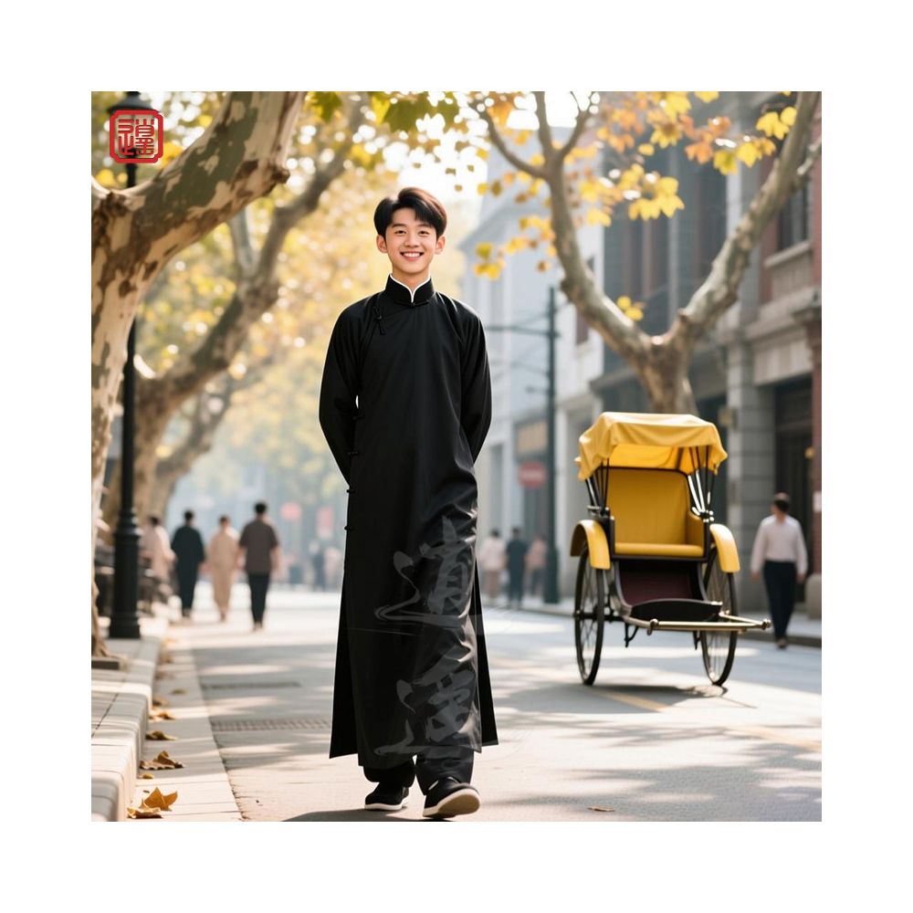 Men's Traditional Chinese Long Robe - Mandarin Jacket Performance Costume