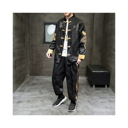 Chinese style dragon embroidered Tang suit for men Chinese style button down jacket new spring 2025 style image 4