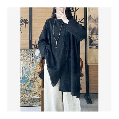 Jinmuge Cotton and Hemp Women s Clothing New Chinese Hanfu Pan Button Shirt Tang style Top Buddhist Zen Chinese Style Tea Clothes image 4