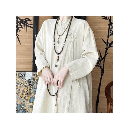 Cotton Hemp Frog Button Shirt - Chinese Zen Style Tea Ceremony Top