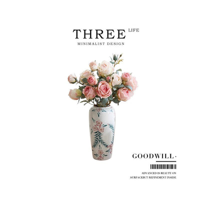 Tlife Goodwill Vase with a high end feel hand painted blue and white porcelain new Chinese retro style ceramic sentiment image 0