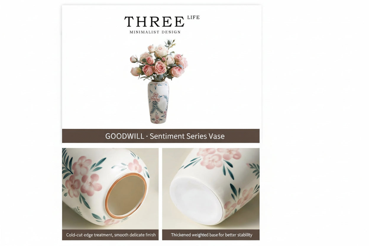 Tlife Goodwill Vase with High End Hand Painted Blue and White Porcelain Style New Chinese Retro Ceramic Affection image 3