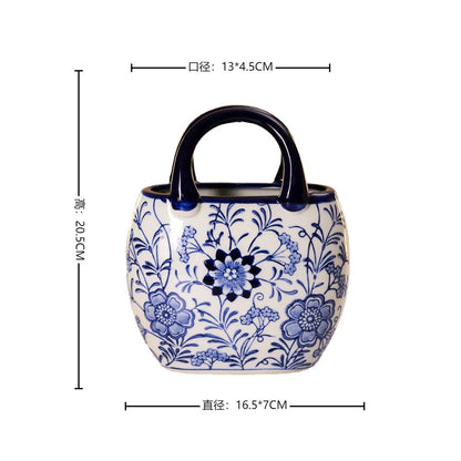 Jingdezhen Blue and White Porcelain Vase - Large Belly Ceramic Flower Vase