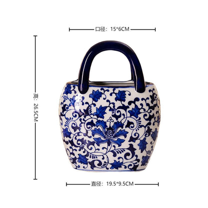 Jingdezhen Blue and White Porcelain Vase - Large Belly Ceramic Flower Vase