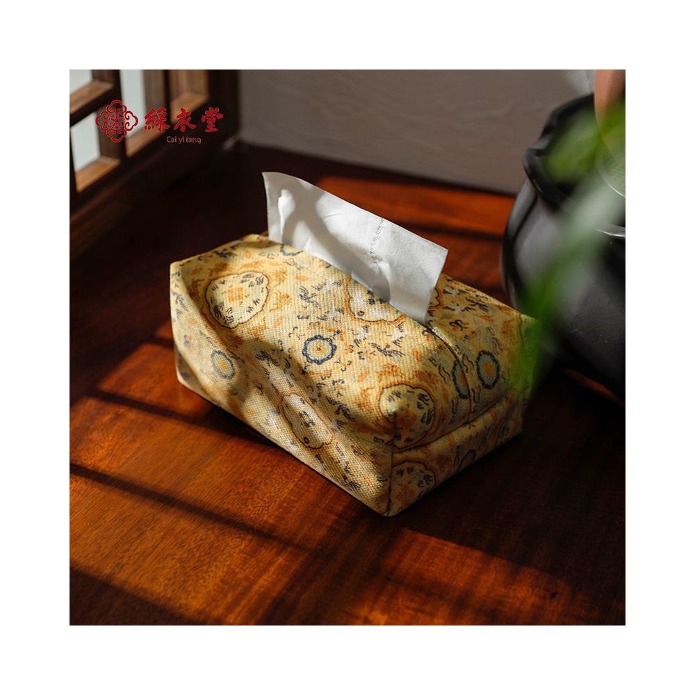 Caiyitang Chinese Style Paper Tissue Box Living Room Napkin Cover Household Tissue Box Fabric Paper Box for Home and Car Use image 1