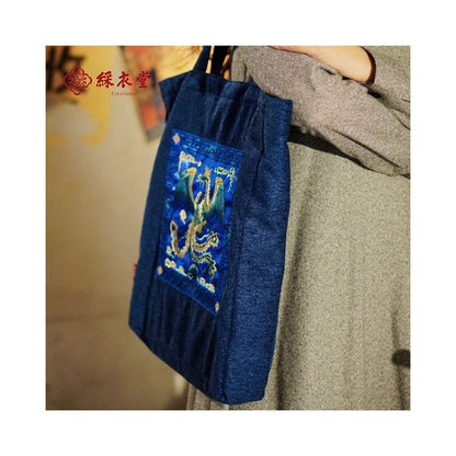 Caiyitang New Chinese Style Embroidery Elegant Double Sided Shoulder Bag Shopping Bag Tote Bag for Women Large Capacity image 2